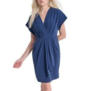 DKNY Women's Twist-Front Dolman-Sleeve V-Neck Dress – Indigo Blue – Size 10 NWT
